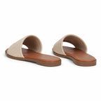 Warm Beige Salina Straw Slip-On Sandals heel detail