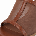 Rich Brown Women's Square-Toe High-Heel Mesh Slip-On Mule Pumps close-up detail