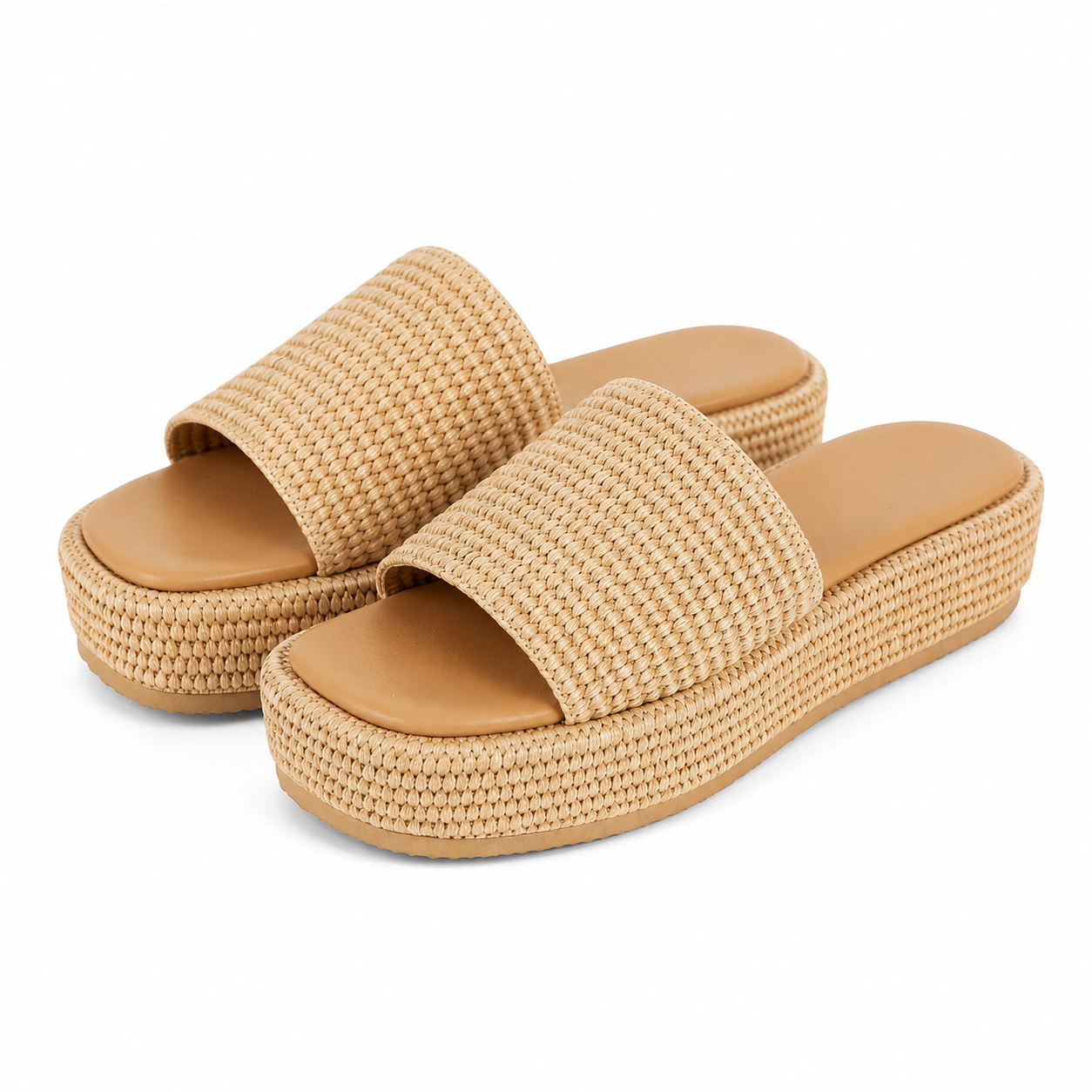 Rich Brown Women's Open-Toe Raffia Slip-On Wedge Sandals
