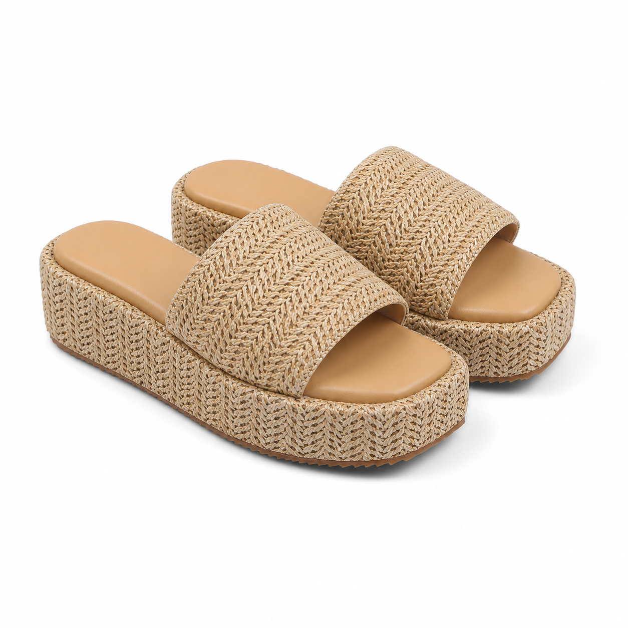 Rich Brown Women's Open-Toe Raffia Slip-On Wedge Sandals