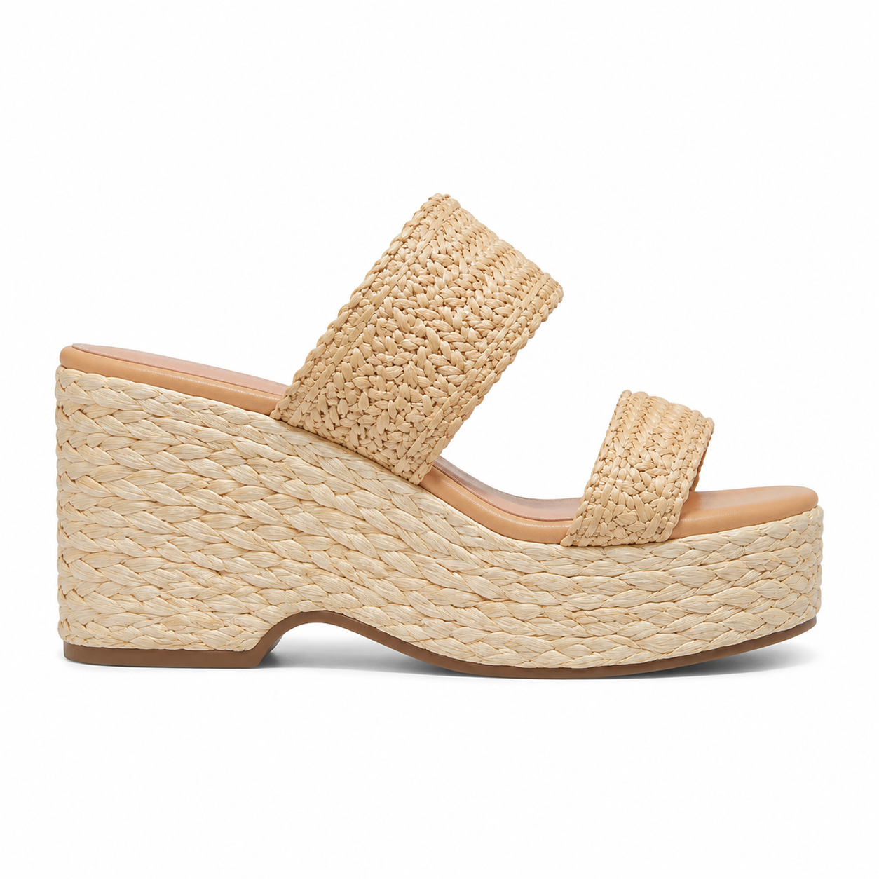 Straw 2 Women's Open-Toe Raffia Multi-Strap Wedge Sandals side view