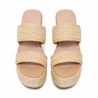 Straw 2 Women's Open-Toe Raffia Multi-Strap Wedge Sandals top view