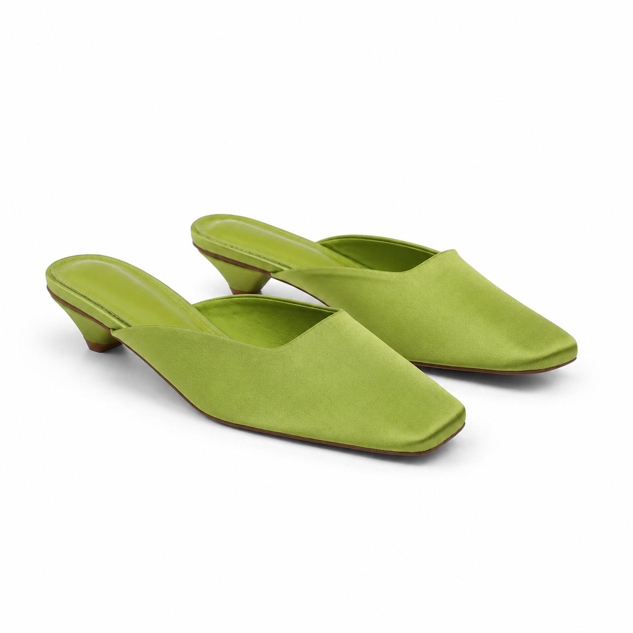 Sage Green Women's Snip-Toe Microfiber Slip-On Flat Mule Sandals