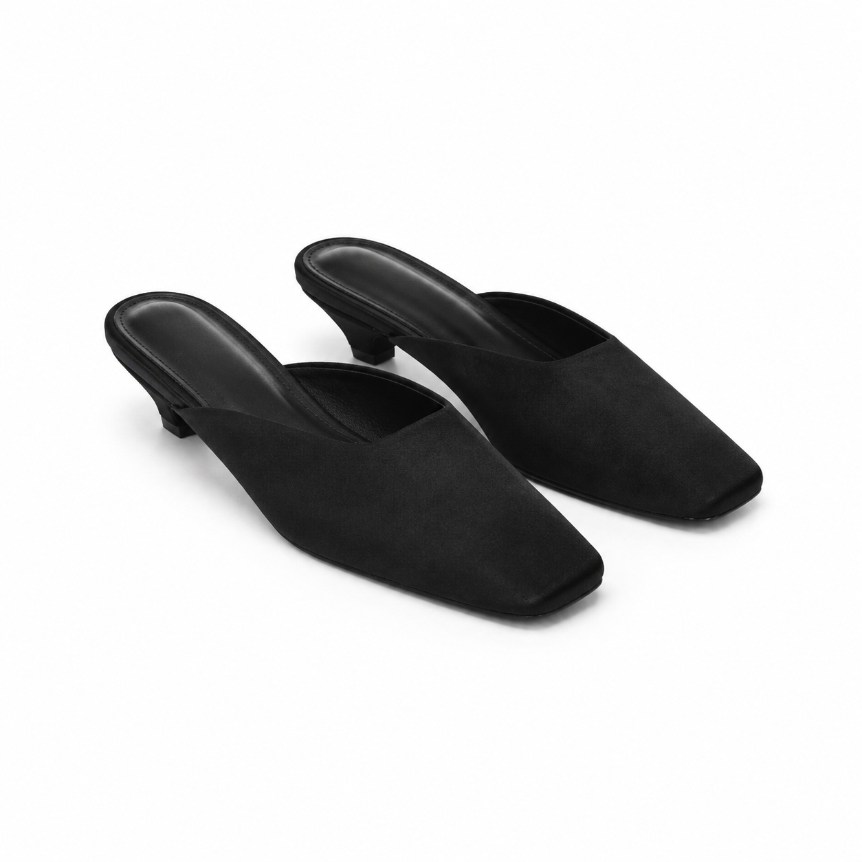 Deep Black Women's Snip-Toe Microfiber Slip-On Flat Mule Sandals