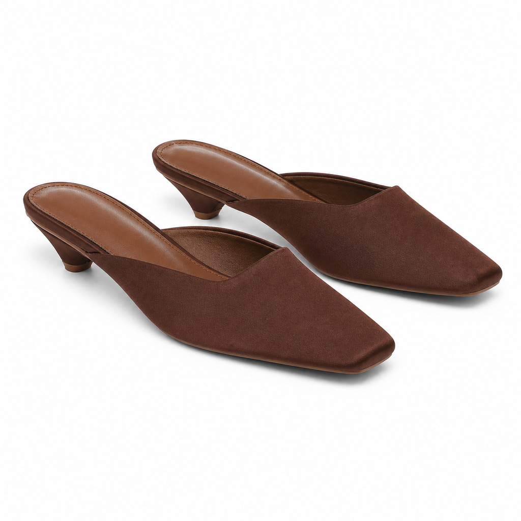 Rich Brown Women's Snip-Toe Microfiber Slip-On Flat Mule Sandals