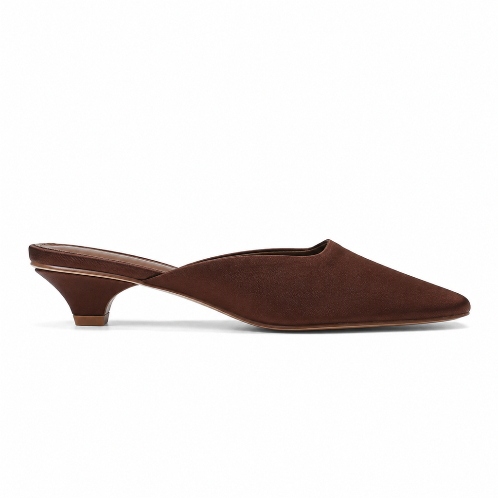 Rich Brown Women's Snip-Toe Microfiber Slip-On Flat Mule Sandals side view