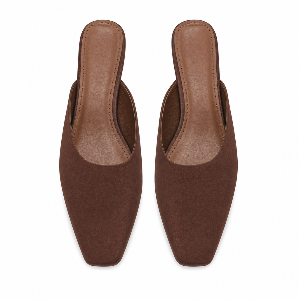 Rich Brown Women's Snip-Toe Microfiber Slip-On Flat Mule Sandals top view
