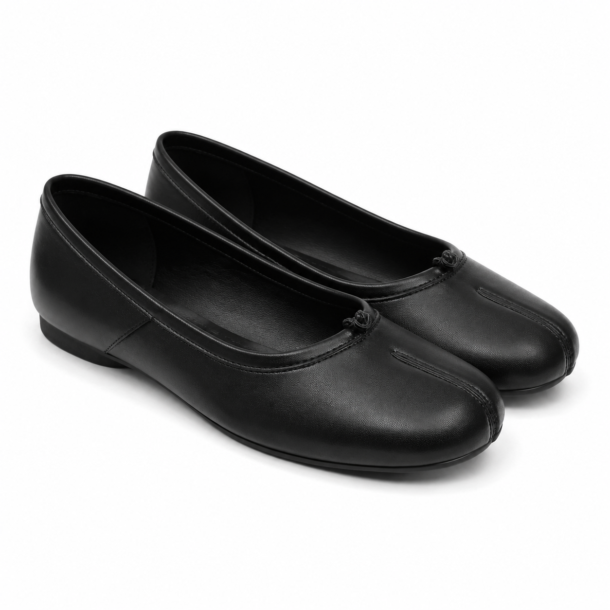 Deep Black Women's Round-Toe Faux Leather Slip-On Flat Mules