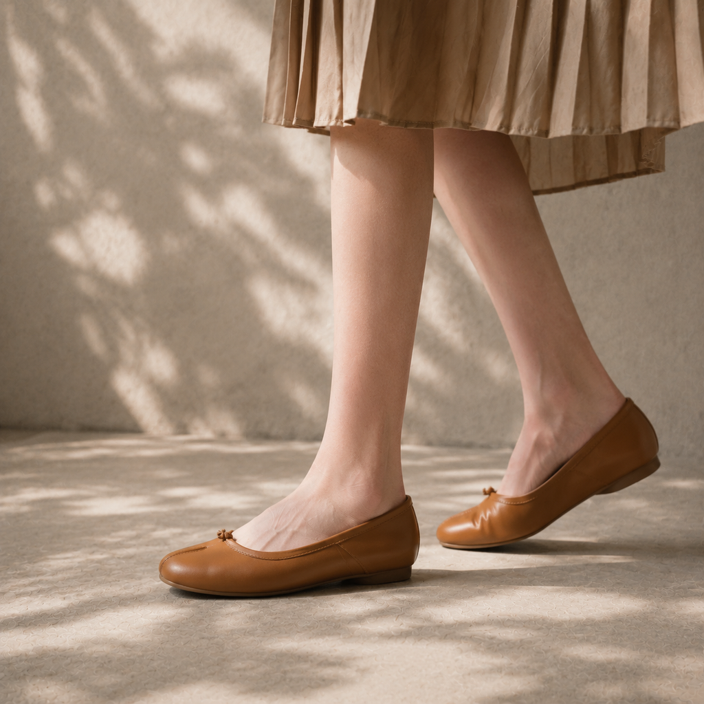 Butter Yellow Women's Round-Toe Faux Leather Slip-On Flat Mules on-foot view