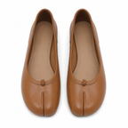 Butter Yellow Women's Round-Toe Faux Leather Slip-On Flat Mules top view