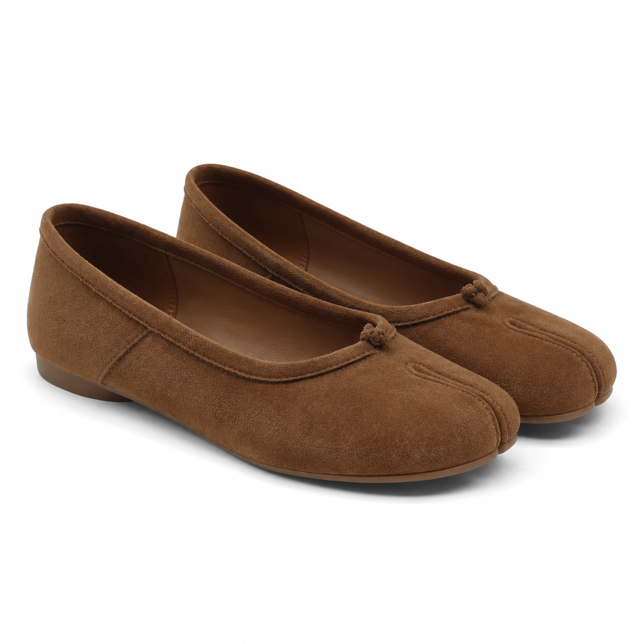 Beige Suede Women's Round-Toe Faux Leather Slip-On Flat Mules