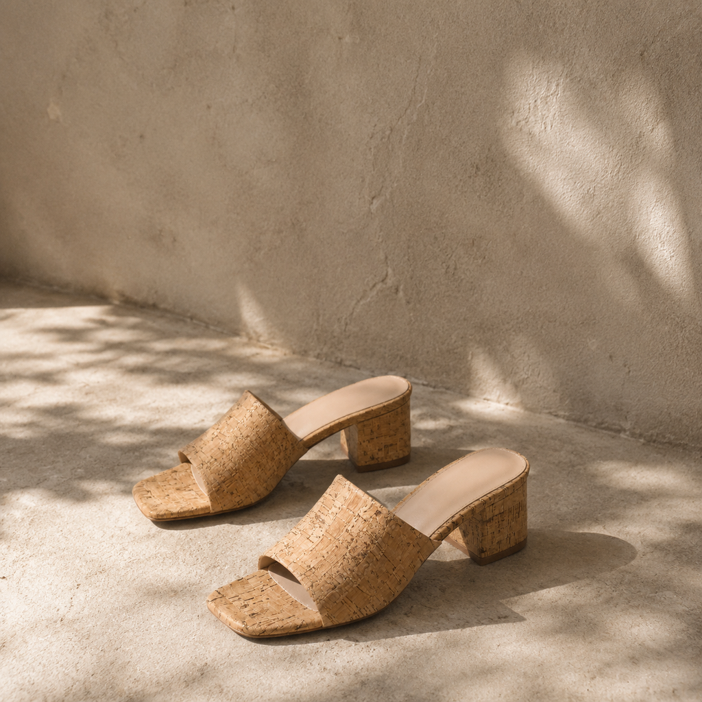 Cork Women's Open-Toe Square-Heel Straw Slip-On Sandals styled scene