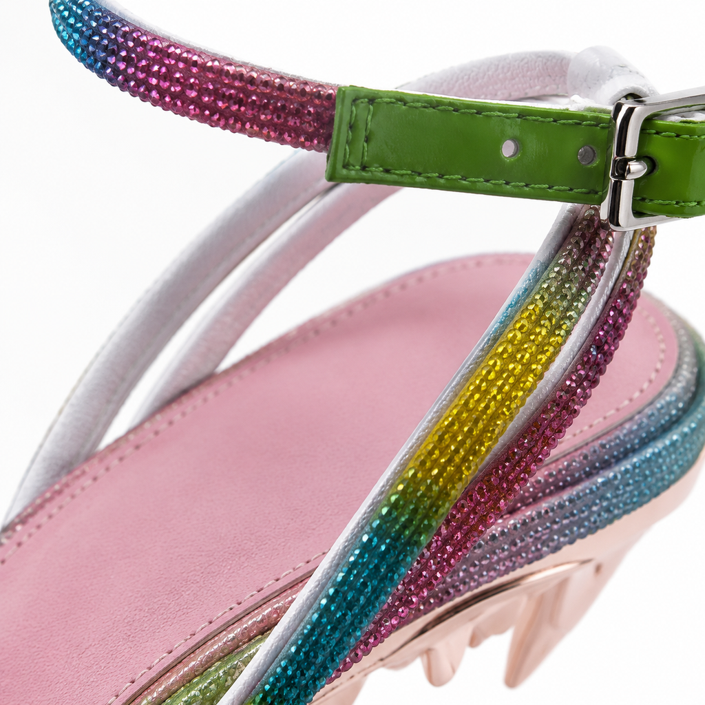 Colours Women's Rhinestone Open-Toe Sculpted Wedge Ankle-Strap Sandals close-up detail