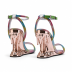 Colours Women's Rhinestone Open-Toe Sculpted Wedge Ankle-Strap Sandals heel detail