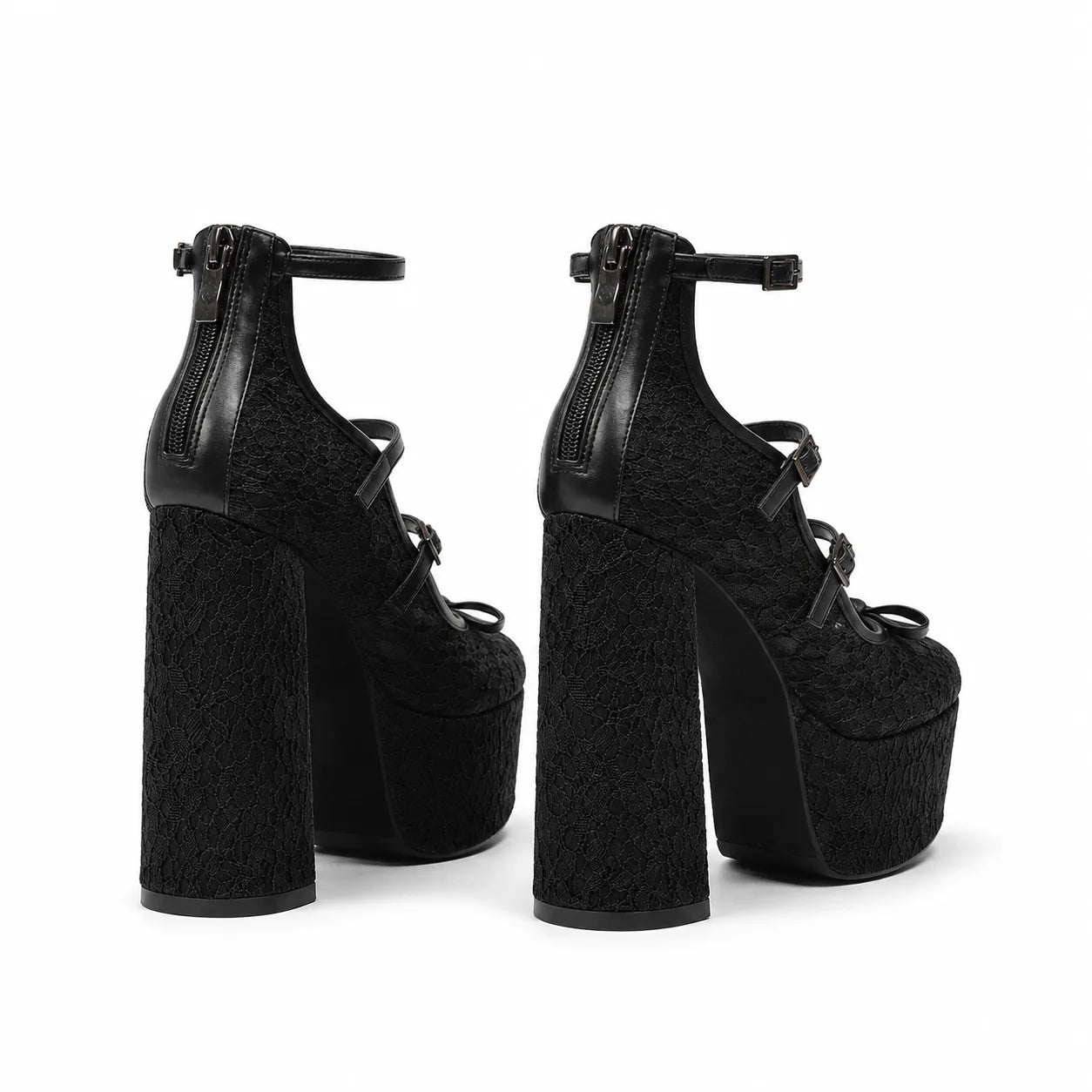 Deep Black Onda Microfiber Multi-Strap Sandals heel detail