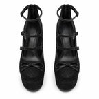 Deep Black Onda Microfiber Multi-Strap Sandals top view