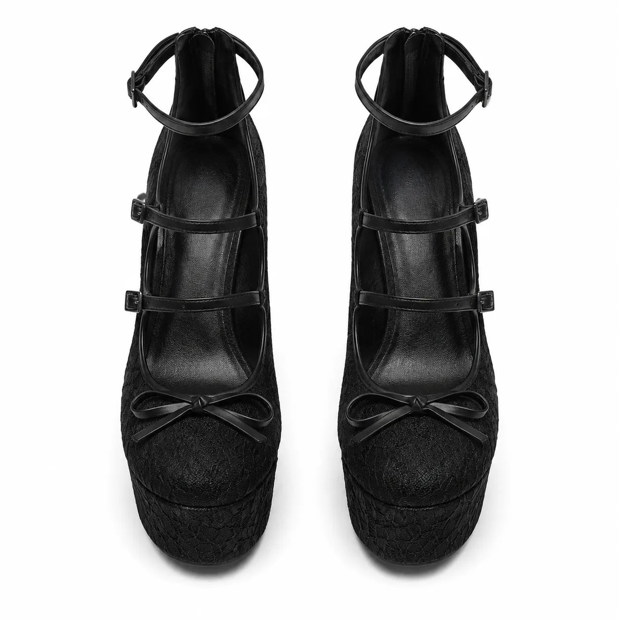 Deep Black Onda Microfiber Multi-Strap Sandals top view