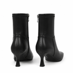Deep Black Women's Square-Toe Flared-Heel Synthetic Zip Ankle Boots heel detail