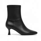 Deep Black Women's Square-Toe Flared-Heel Synthetic Zip Ankle Boots side view