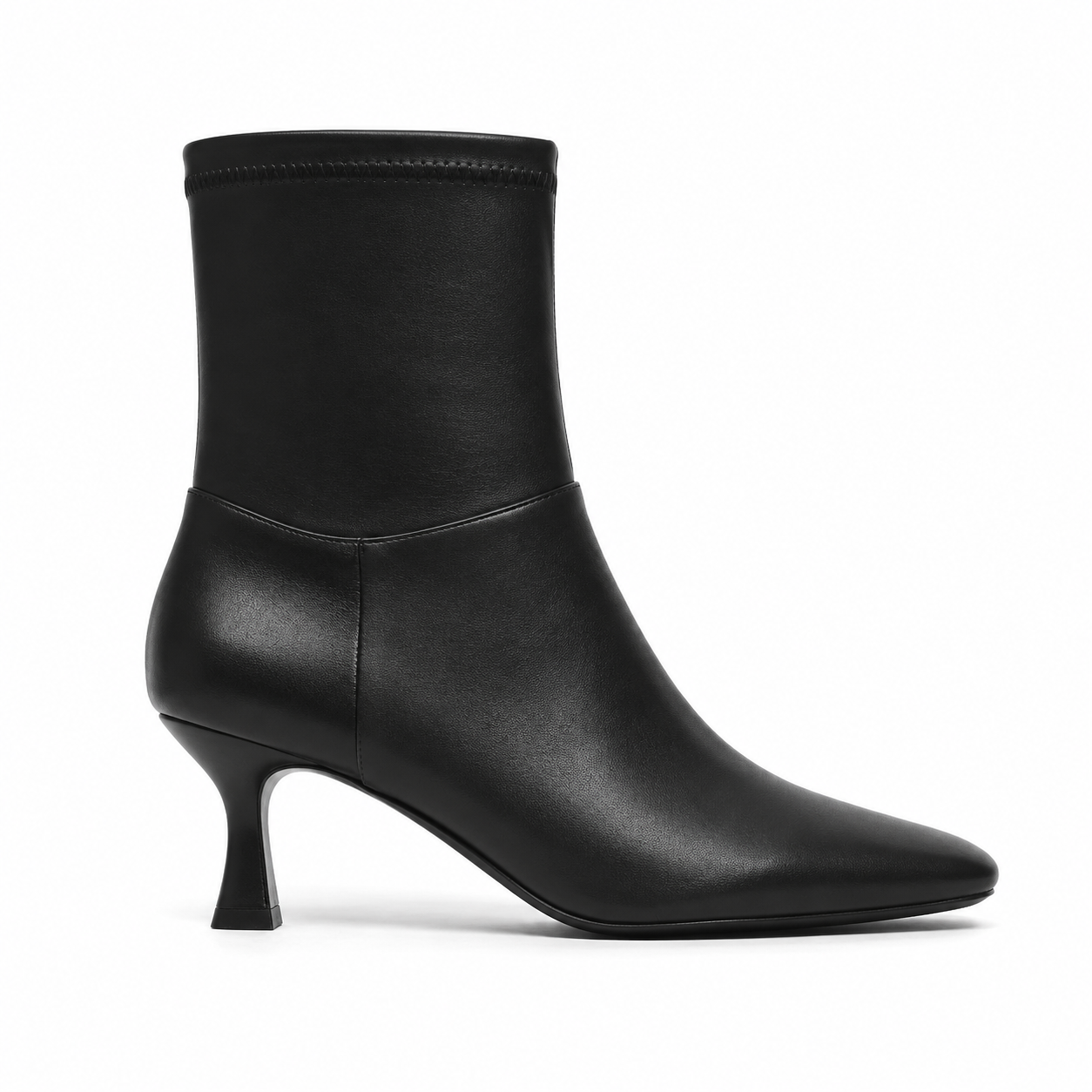 Deep Black Women's Square-Toe Flared-Heel Synthetic Zip Ankle Boots side view