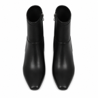 Deep Black Women's Square-Toe Flared-Heel Synthetic Zip Ankle Boots top view