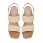 Raffiacork Women's Open-Toe High-Heel Straw Buckle Slingback Sandals top view