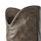 Sage Green Women's Open-Toe Stiletto-Heel Faux Leather Slip-On Knee-High Boots close-up detail