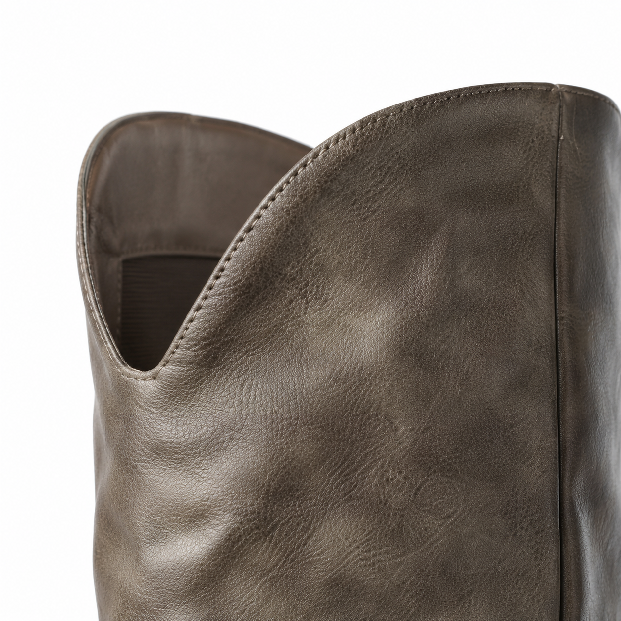 Sage Green Women's Open-Toe Stiletto-Heel Faux Leather Slip-On Knee-High Boots close-up detail