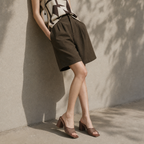 Brown Mesh Women's Open-Toe Mesh Slip-On Heeled Sandals lifestyle scene