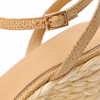Naturalraffia Women's Open-Toe Wedge Microfiber Ankle-Strap Sandals close-up detail