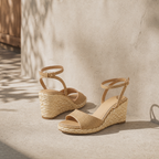 Naturalraffia Women's Open-Toe Wedge Microfiber Ankle-Strap Sandals styled scene
