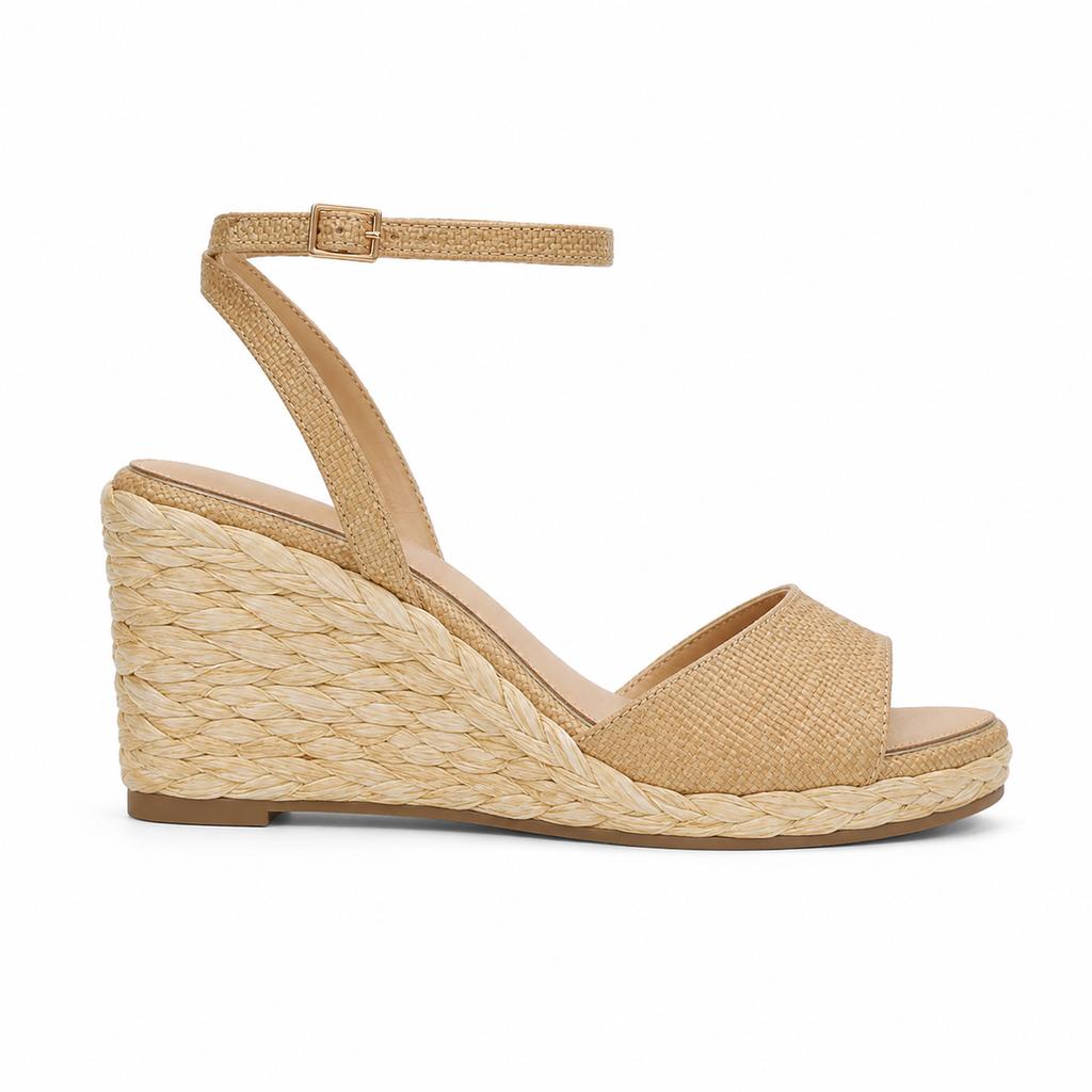 Naturalraffia Women's Open-Toe Wedge Microfiber Ankle-Strap Sandals side view