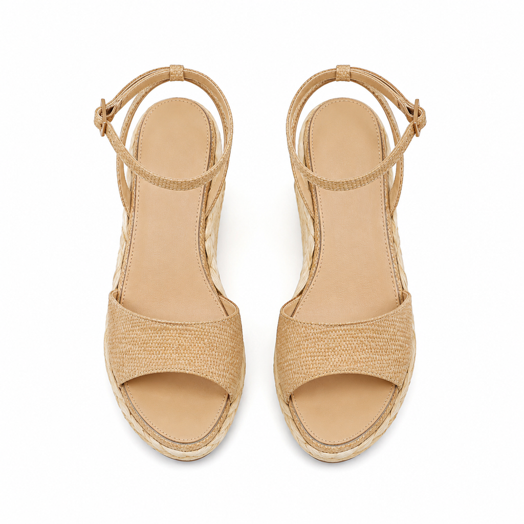 Naturalraffia Women's Open-Toe Wedge Microfiber Ankle-Strap Sandals top view