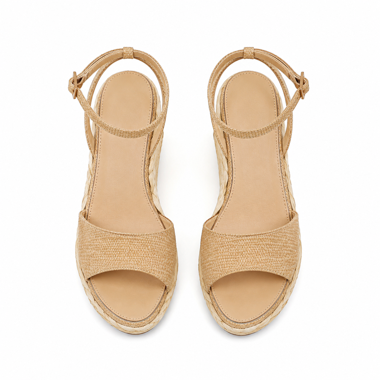 Naturalraffia Women's Open-Toe Wedge Microfiber Ankle-Strap Sandals top view