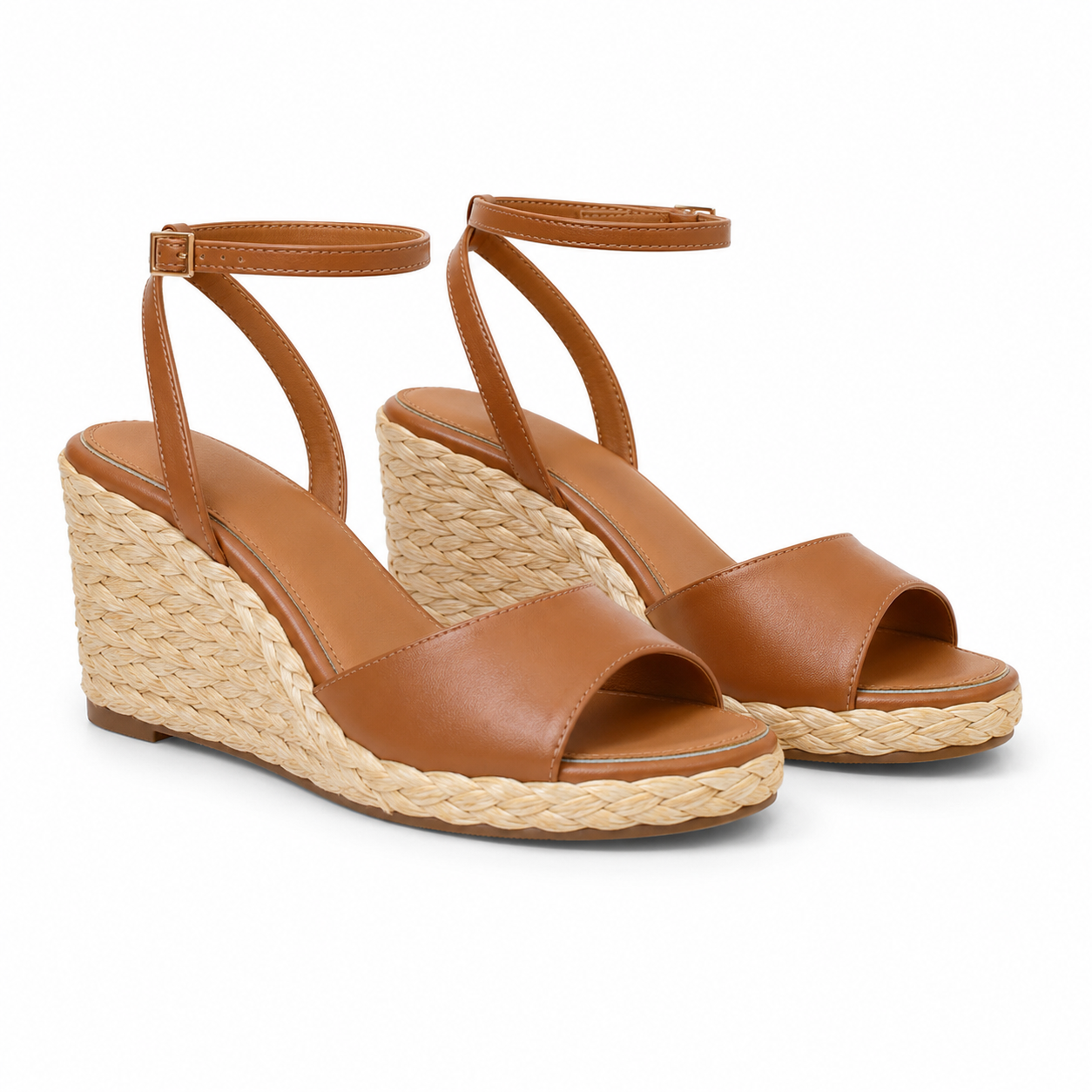 Rich Brown Women's Open-Toe Wedge Microfiber Ankle-Strap Sandals