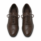 Rich Brown Women's Pointed-Toe Faux Leather Lace-Up Print Flats top view