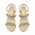 Warm Gold Women's Open-Toe Glitter Multi-Strap Slip-On Sandals top view