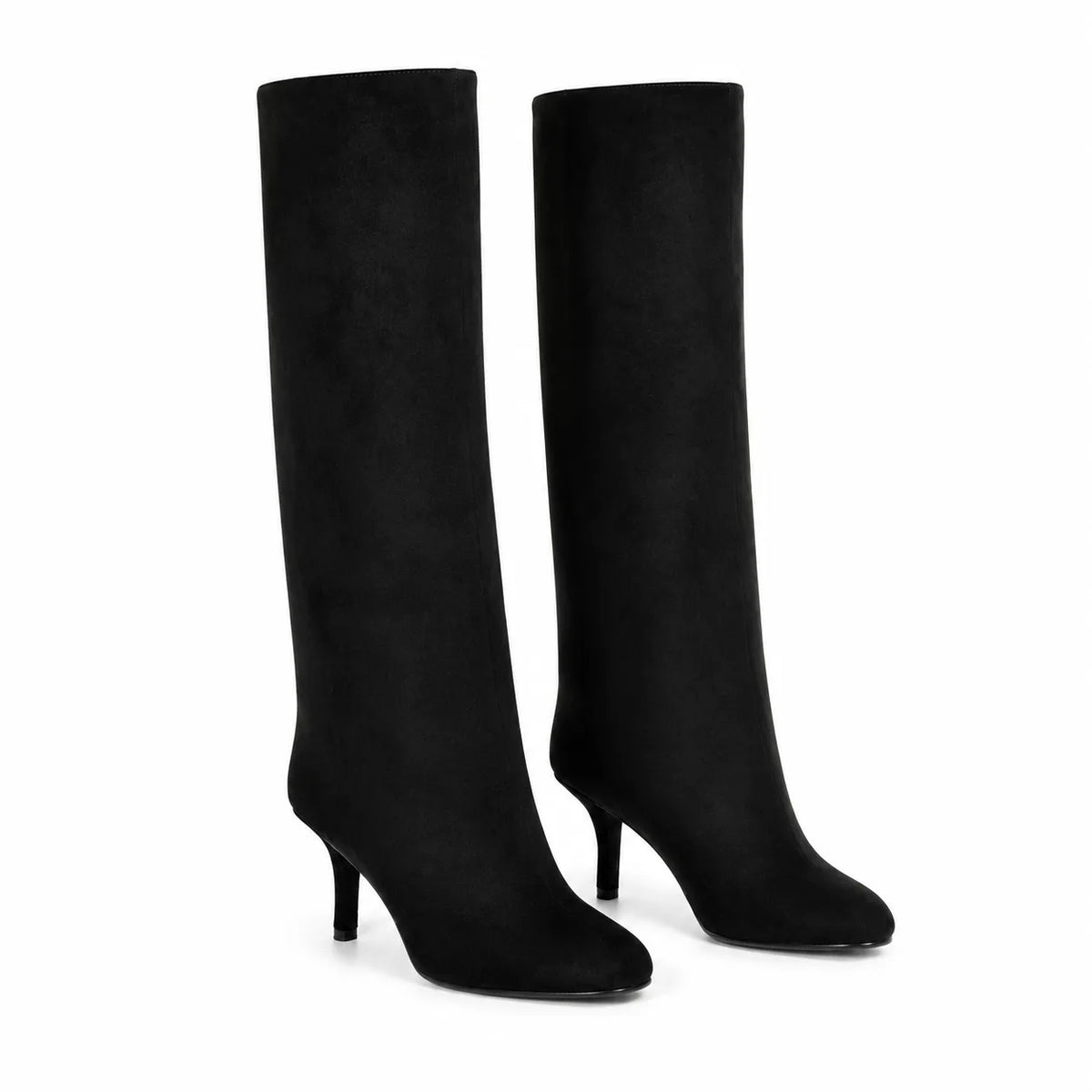 Black Suede Grado Sheepskin Stiletto Boots