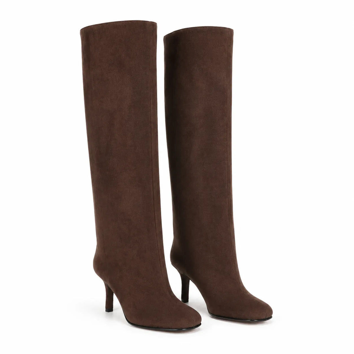 Dark Brown Suede Grado Sheepskin Stiletto Boots