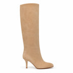 Apricot Suede Grado Sheepskin Stiletto Boots side view