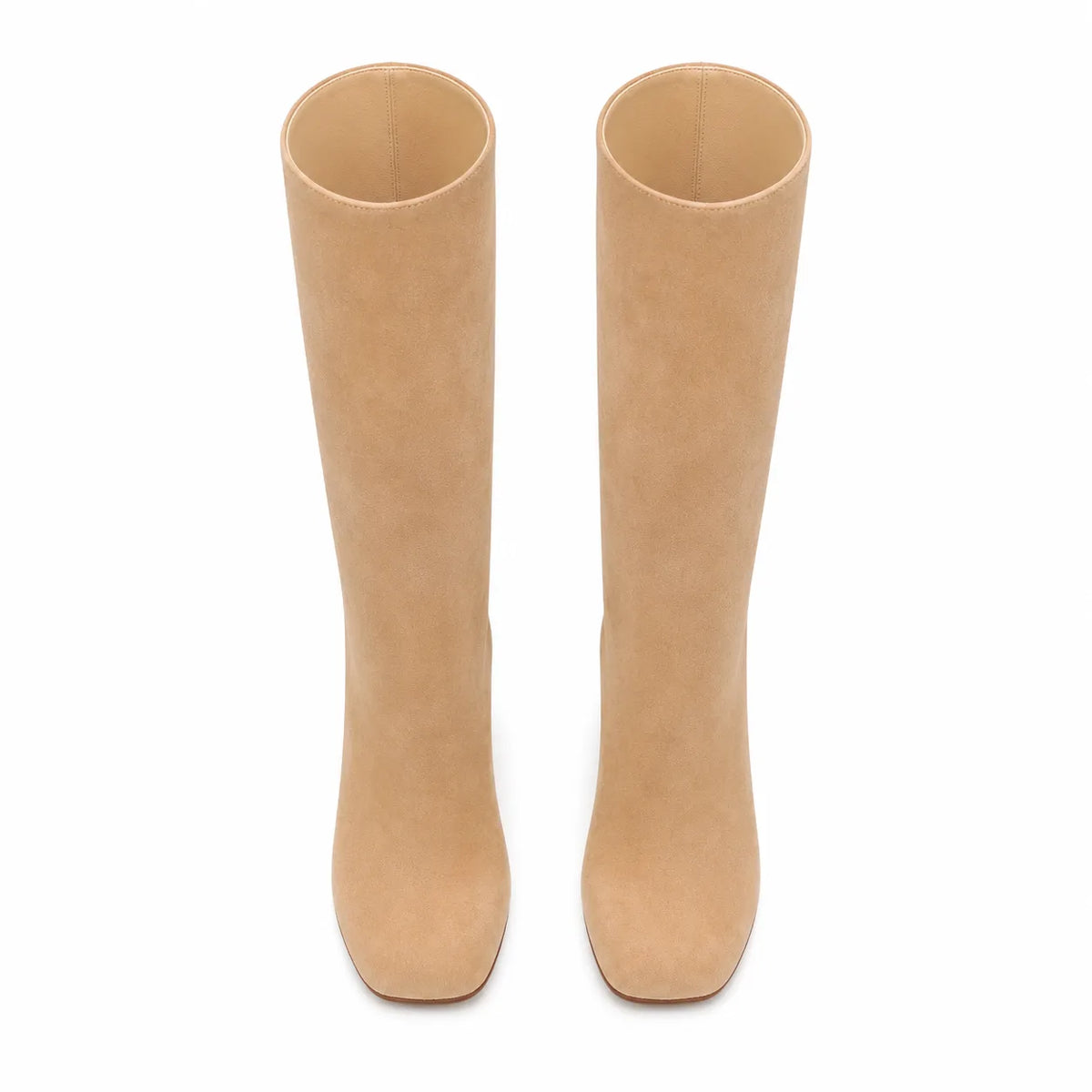 Apricot Suede Grado Sheepskin Stiletto Boots top view