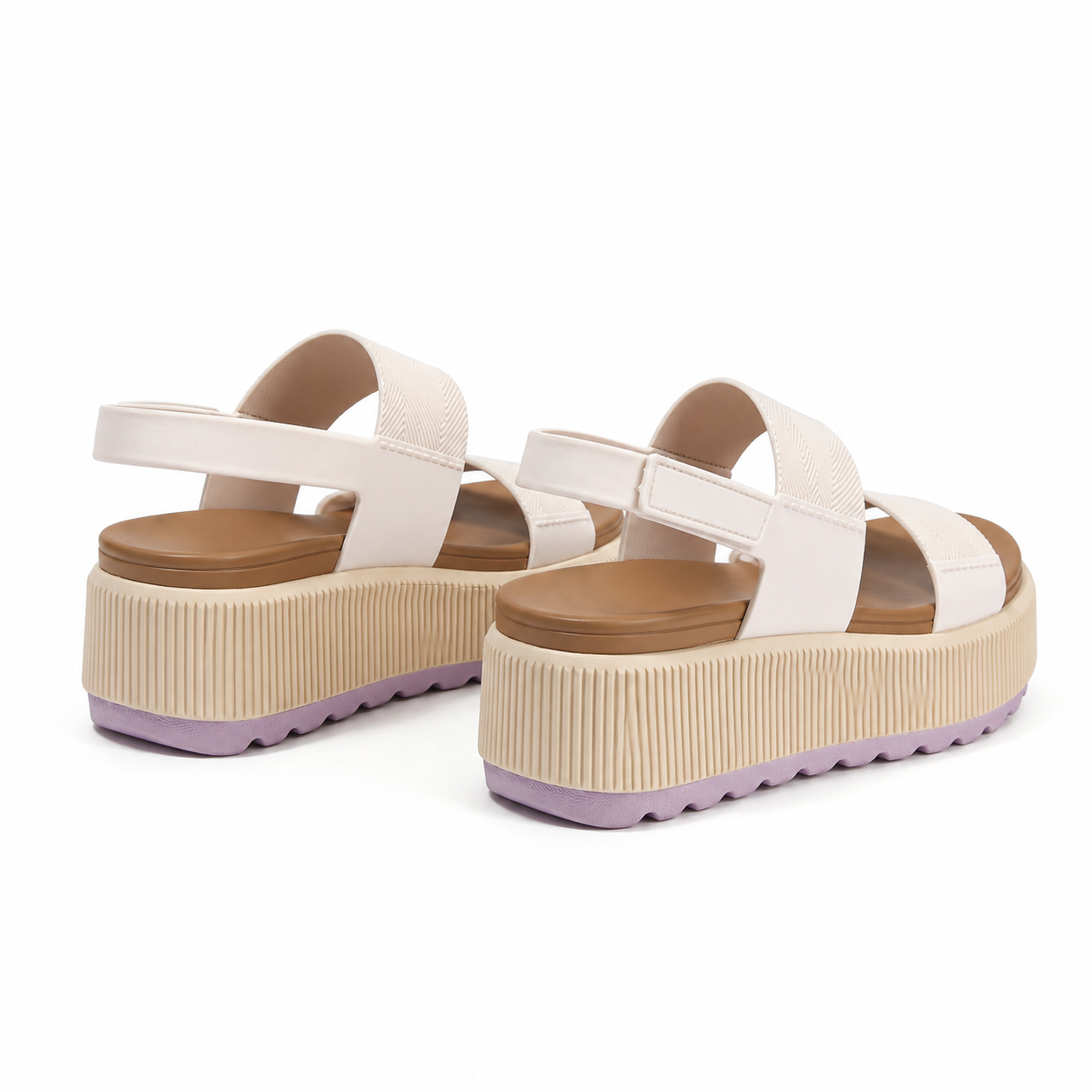 Soft Apricot Women's Open-Toe Synthetic Multi-Strap Hook-and-Loop Sandals heel detail