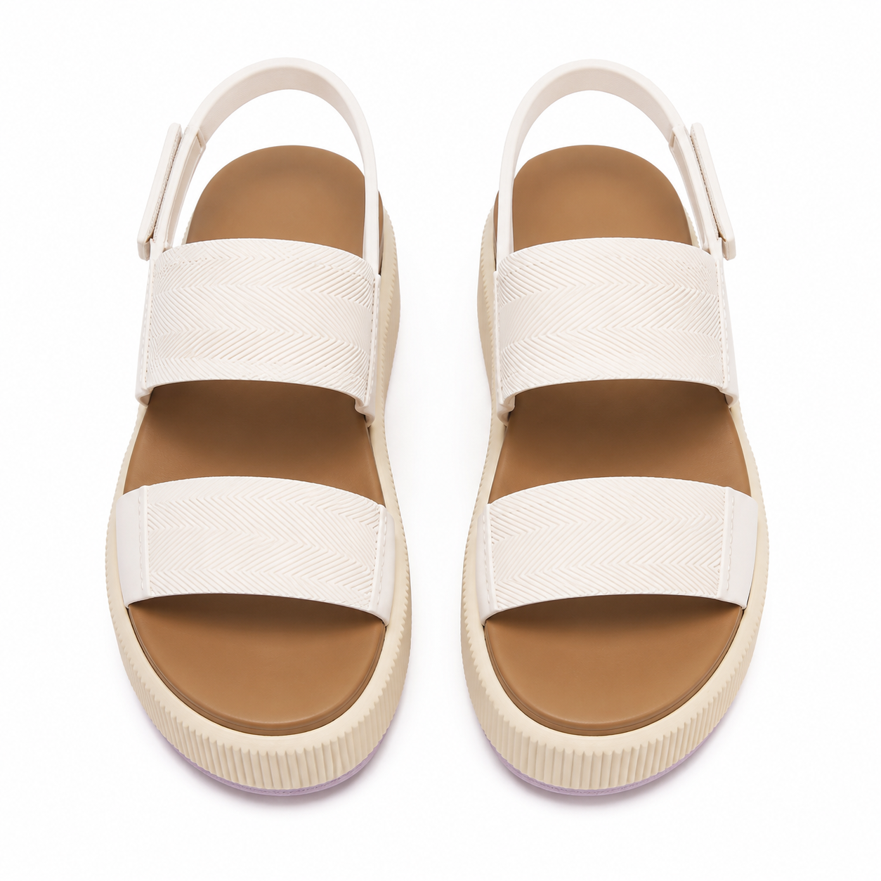 Soft Apricot Women's Open-Toe Synthetic Multi-Strap Hook-and-Loop Sandals top view