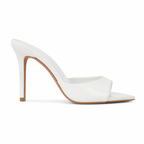 Cream Ivory Women's Open-Toe Thin-Heel Faux Leather Slip-On Sandals side view