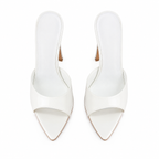 Cream Ivory Women's Open-Toe Thin-Heel Faux Leather Slip-On Sandals top view