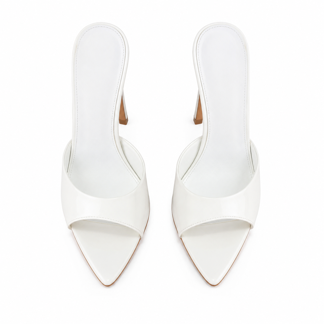 Cream Ivory Women's Open-Toe Thin-Heel Faux Leather Slip-On Sandals top view