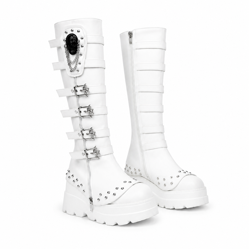 Cream Ivory Orvieto Leather Knee-High Boots