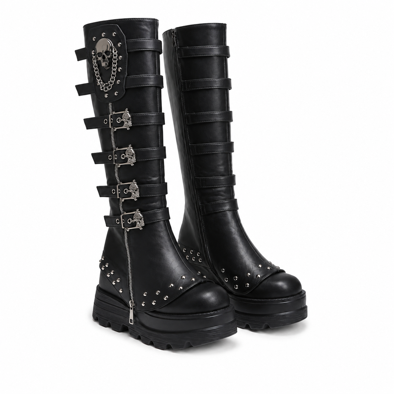 Deep Black Orvieto Leather Knee-High Boots