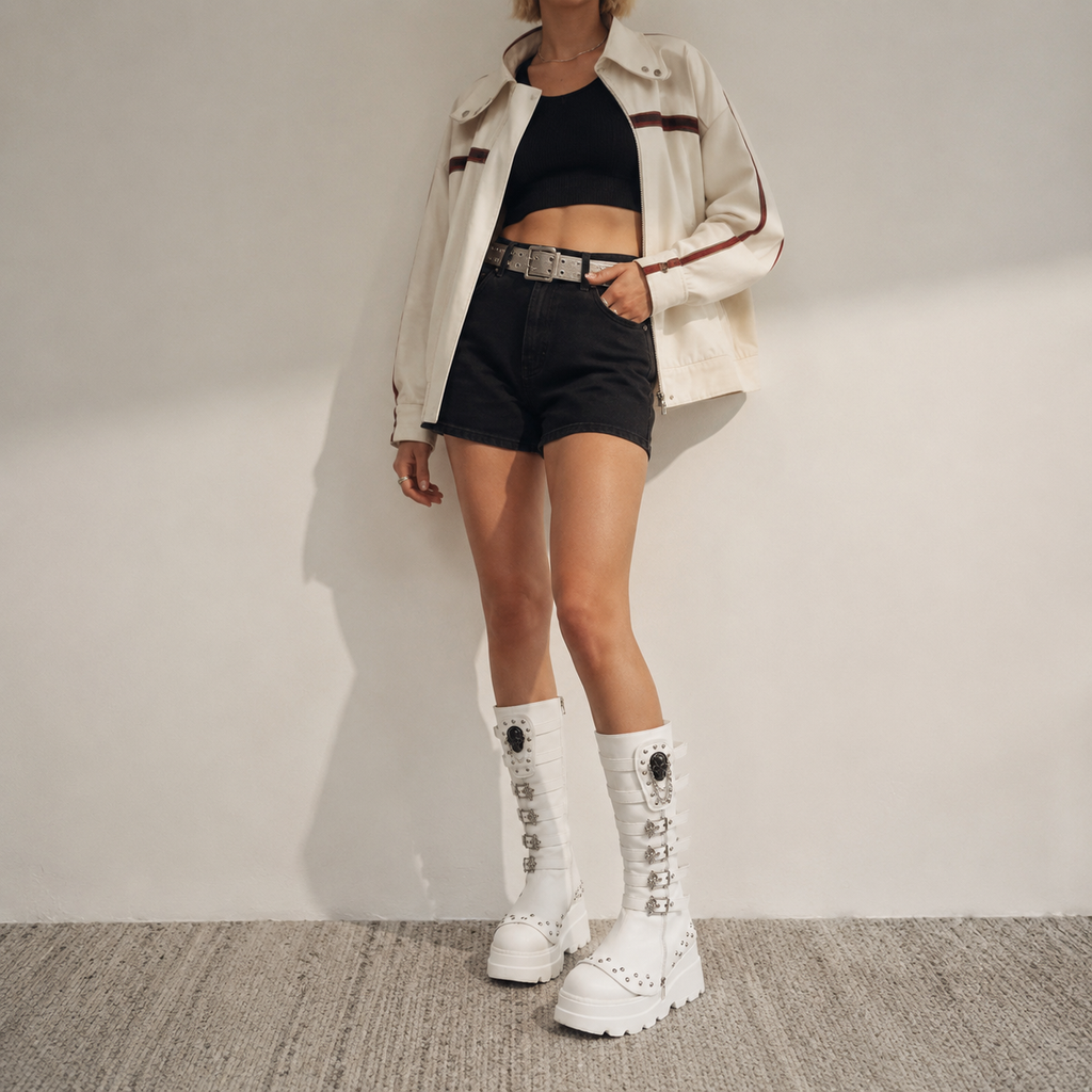 Cream Ivory Orvieto Leather Knee-High Boots lifestyle scene