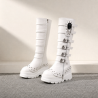 Cream Ivory Orvieto Leather Knee-High Boots styled scene